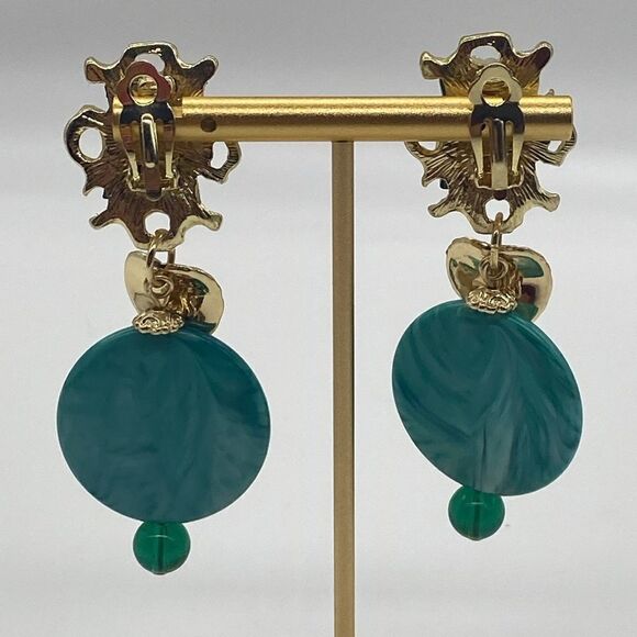 🔅🆕🔅 Statement BoHo Blue Resin Clip On Earrings ✨ - Picture 4 of 13